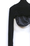 Un Morceau wool knitted crinkled stretch band crop top AW22 UM222SZ15 black